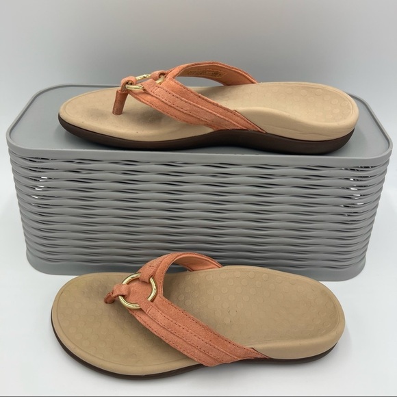 Vionic Tide Aloe Thong Sandals Beige Peach Flip Flop Size 5 - Picture 1 of 12